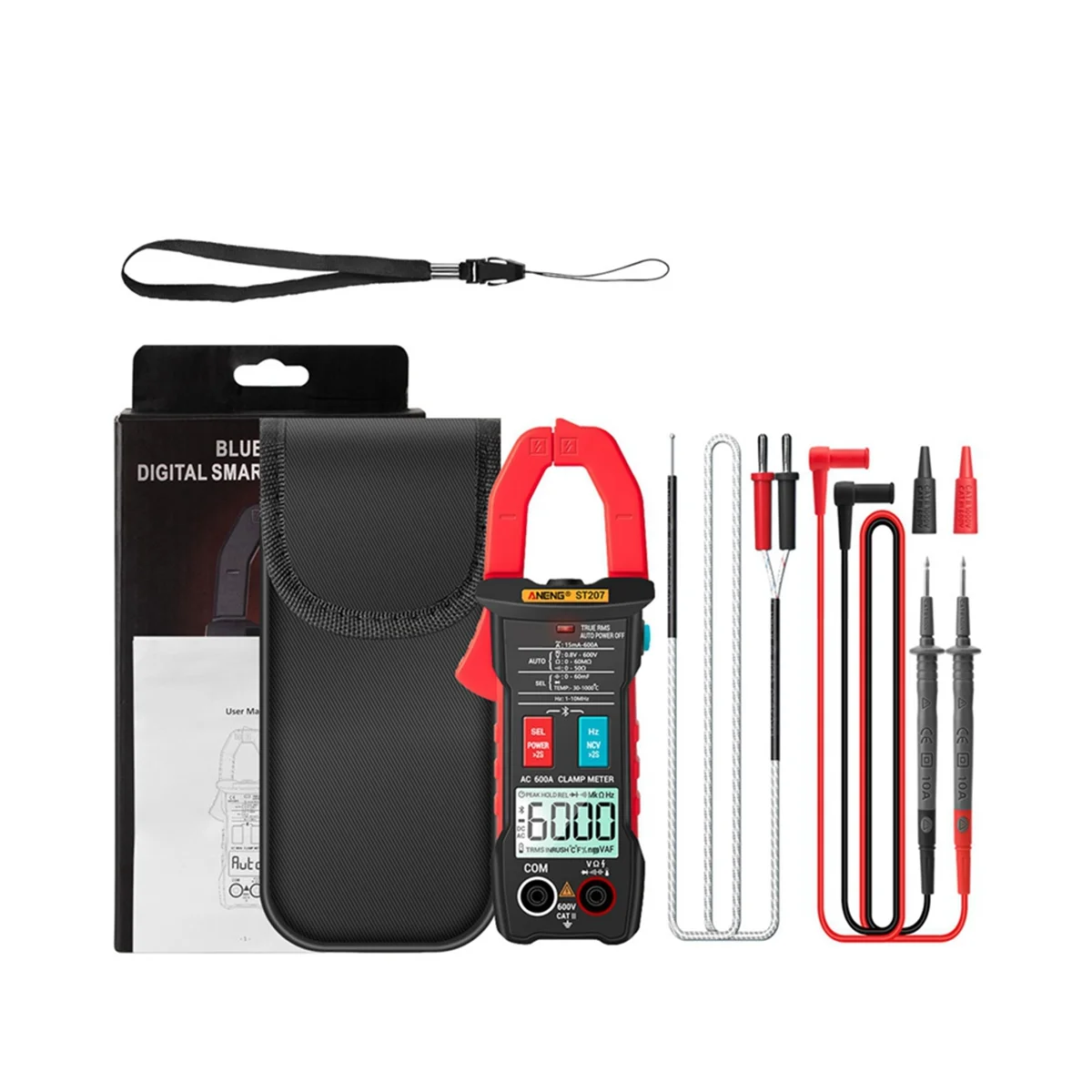 ANENG ST207 Big Screen Digital Clamp Meters Bluetooth Smart AC DC Voltage Tester Burn-Proof Professional Multimeter