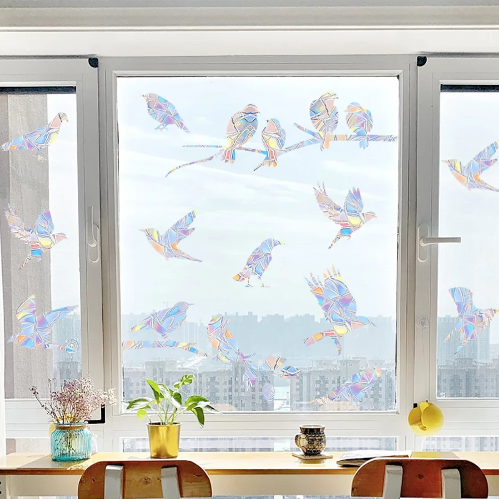 Bird Rainbow Suncatcher Window Stickers For Baby Kids Rooms Home Decortion PVC Glass Window Decals To Save Birds From Collisions window stickers