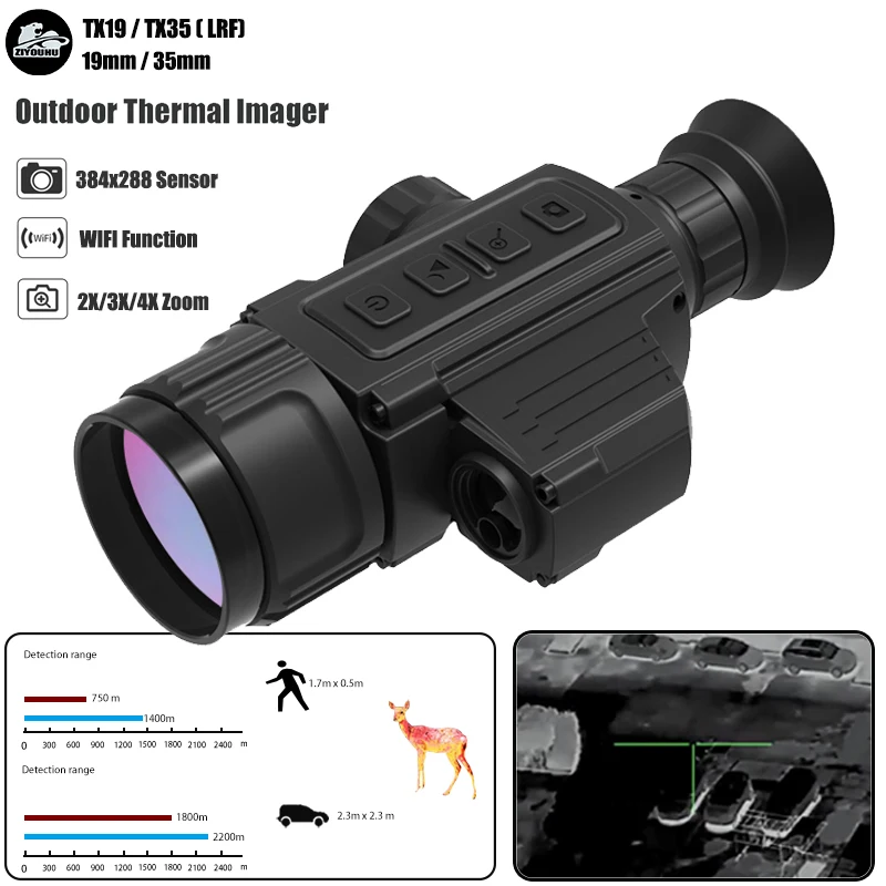 

Thermal Imaging Scope with LRF Laser Ranging, WiFi App, Image Video Records, Long Range, Hot Detection, Searching Heat Monocular