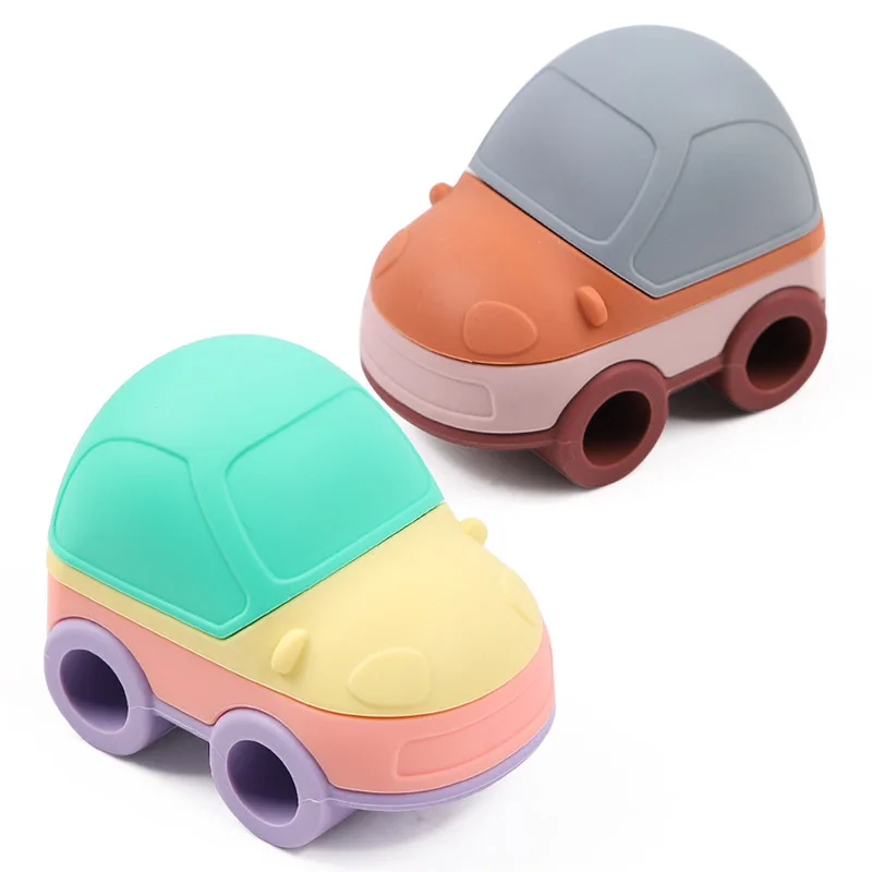 

Baby Car Toys Chidren Stacking Silicone Toy Teether Early Education Toy Color Shape Cognition Game Infant Development Sensory To