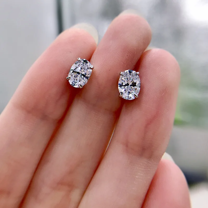 Cubic Zirconia Earrings CAOSHI Simple Oval-shaped for Female Jewelry