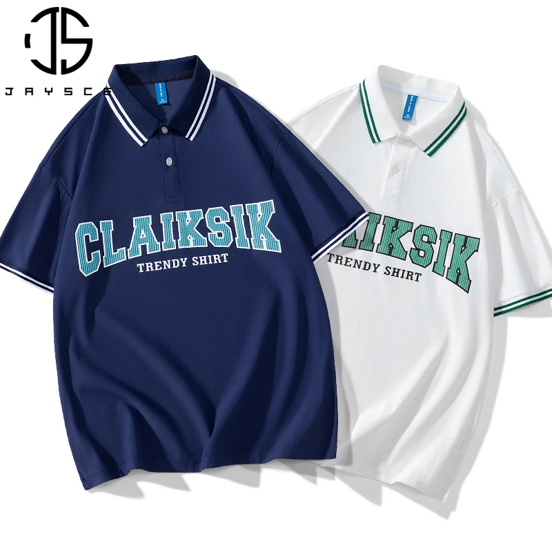 

JAYSCE Men's Summer Minimalist Printed POLO Shirt Fashion Quick Dried Polo T-shirt Solid Color Business Shirt