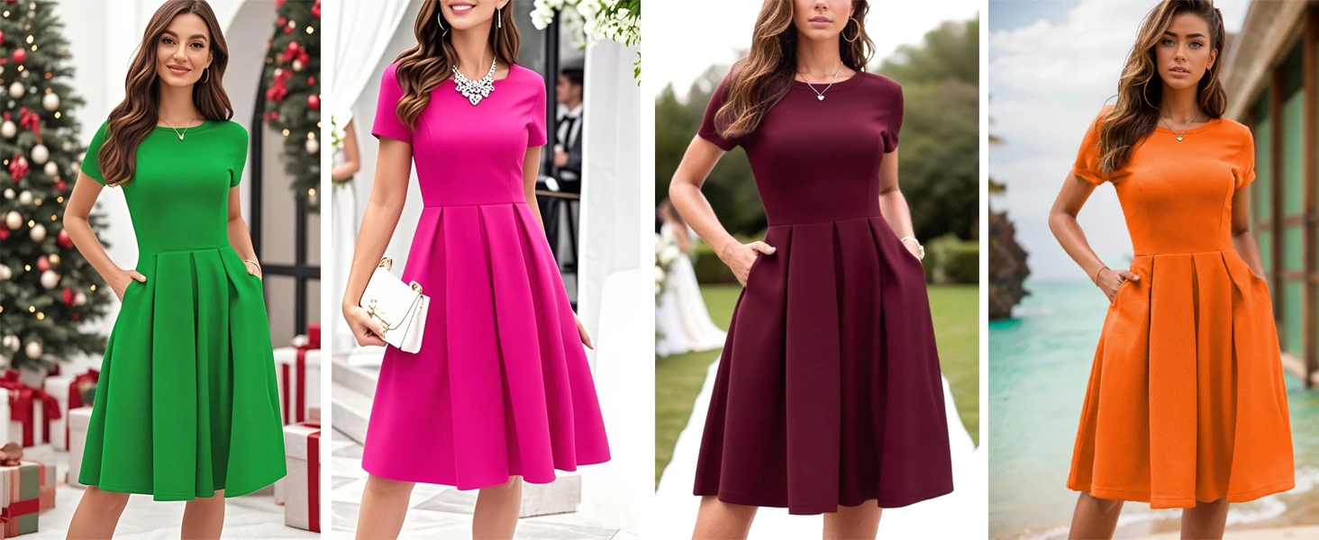 oxiuly Summer Dresses for Women 2026 Party Church Bridesmaid Graduation Dress with Pockets S253
