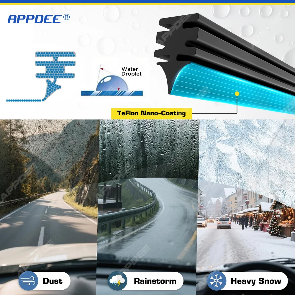 Premium Silicone & Rubber Front Wiper Blades Set - Enhanced Windshield Performance, 26 + 18