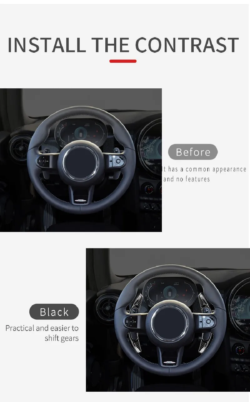 T-carbon Steering Wheel Shift Paddle Shifter For Mini Cooper S ONE JCW Clubman MK3 F54 F55 F56 F57 F60 Carbon Fiber DSG Shift