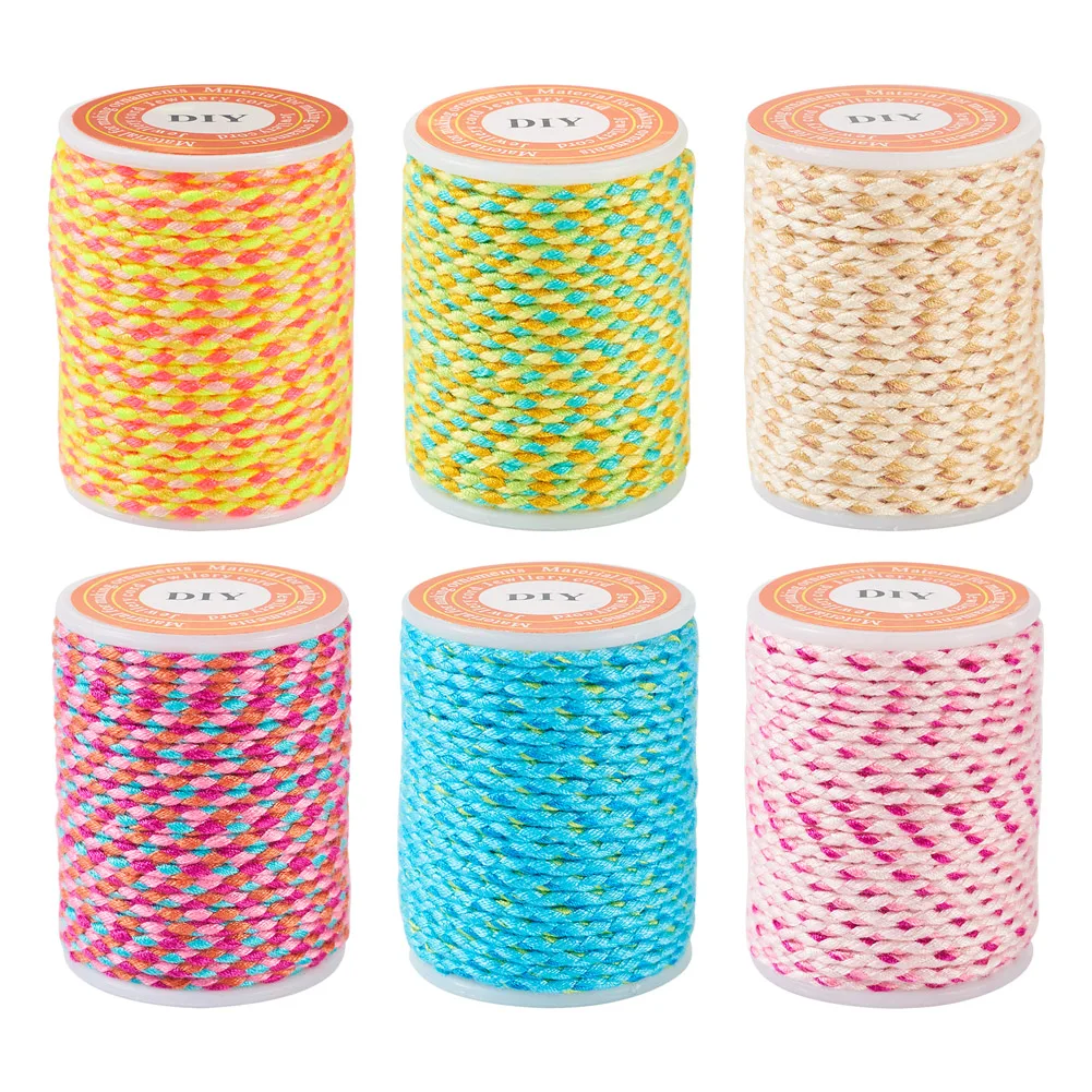 

6 Rolls 4m/roll 4-Ply Polycotton Cord Handmade Macrame Thread Rope for DIY Jewelry Making Wall Hangings Plant Hanger String