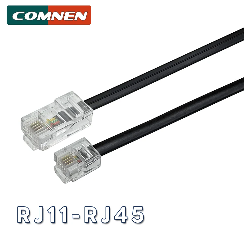 

COMNEN RJ11 To RJ45 Adapter Data Cable Telephone Male to Male Modular Data Cord Handset Voice Extension Telephone Data Cable