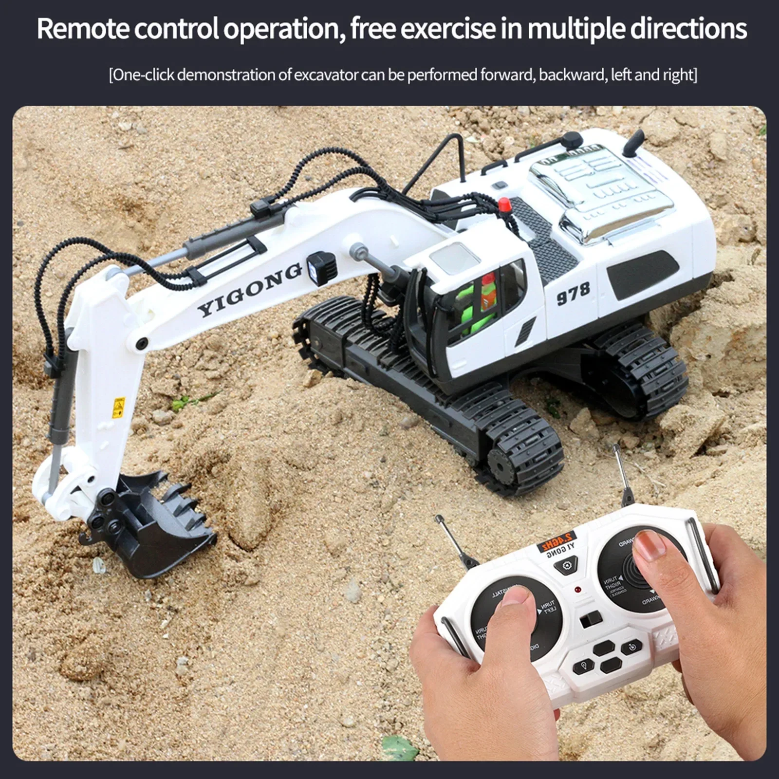 RC Excavator Dumper 11CH Big 1/20 with Light Music 2.4GHz RC Truck Engineering Vehicles Educational Toys for Kid Christmas Gift