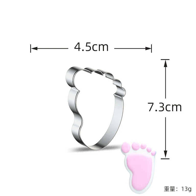 1pc Stainless Steel Baby Shower Cookie Molds Baby Footprint T-shirt Biscuit Cutter Molds for Shower Party DIY Baking Supply