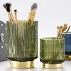 Gold Margin Thickened Glass Storage Bucket, Dark Green Pen Holder, Storage Jar Cup, Makeup Brush Bucket, Tabletop Vase 2