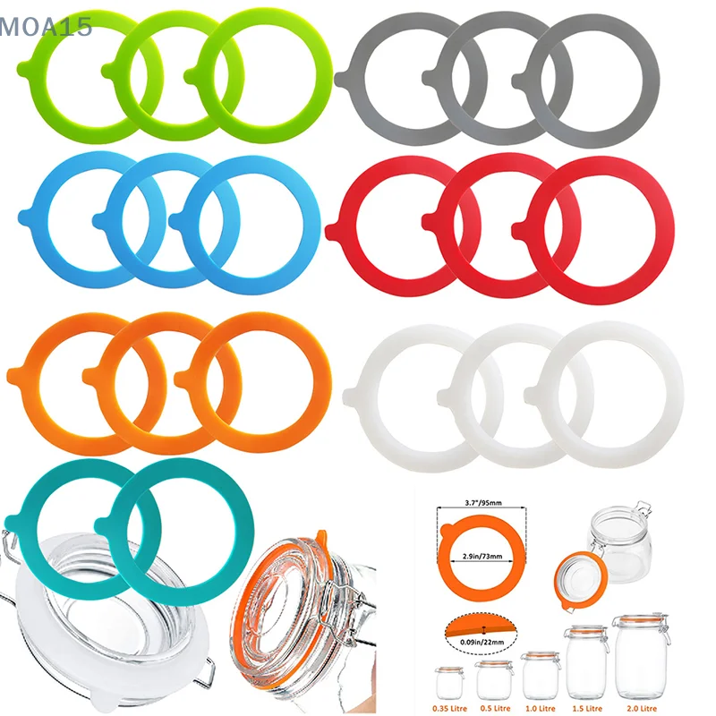 

5Pcs Silicone Jar Gaskets Replacement Airtight Rubber O Rings Leak-proof For Food Storage Sealing Lids Glass Can Mason Jars