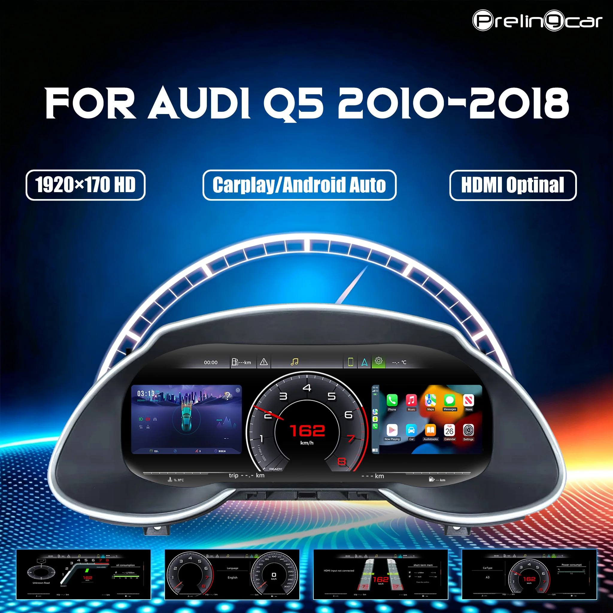Panel de instrumentos digital LCD de 12.3 pulgadas para Audi Q5 años 2010-2018, cabina virtual, velocímetro. 1