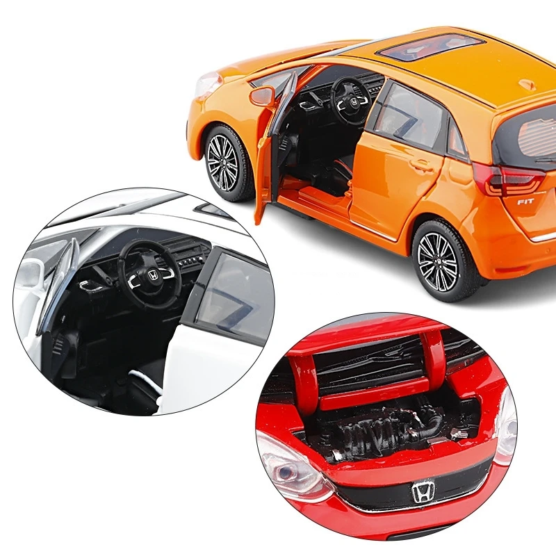 1/32 Honda FIT JAZZ SUV Sport Toy Car JKM Diecast Miniature Model Doors Openable Sound & Light Collection Gift For Boy Boys Kid 6