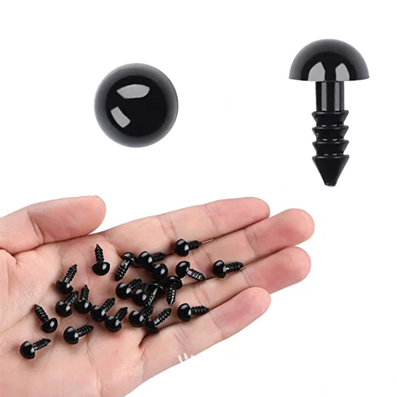 Plastic Toy Eyes 5/6/7/8/9/10/12/14/16/18/20/22/24mm Eyeball Doll Accessories Black Plastic for Toys DIY