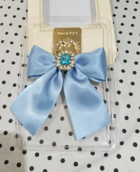Japanese Commuter All-Match Women's Fashion Diamonds Ribbon Phone Stand Sweet Handmade Metal Mobile Phone Finger Grip Bracket