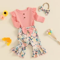 Adorable Baby Girls Winter Outfits Cozy Knit Sweater and Fleece Lined Leggings Set with Matching Bow Headband 3 Piece Clothing - Image 2