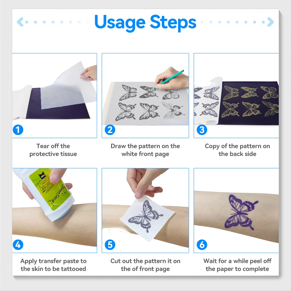 10Pcs A4 Tattoo Transfer Paper 4 Layers Carbon Thermal Stencil Tattoo Paper Copy Paper for Tattoo Transfer Machine Accessories