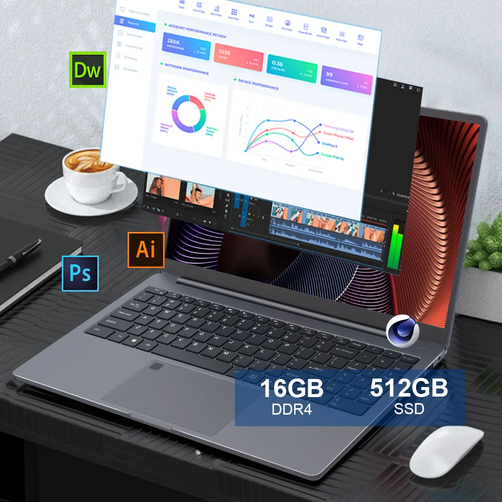 Ninkear A15 Pro Laptop, 15.6-Inch Fhd Ips, Amd Ryzen 5 5500U, 16GB DDR4 RAM, 512GB SSD, Wi-Fi 6, Backlit Keyboard, Fingerprint Reader, 65W Usb-C Fast Charging, 1.6kg Lightweight Design for Work and Study