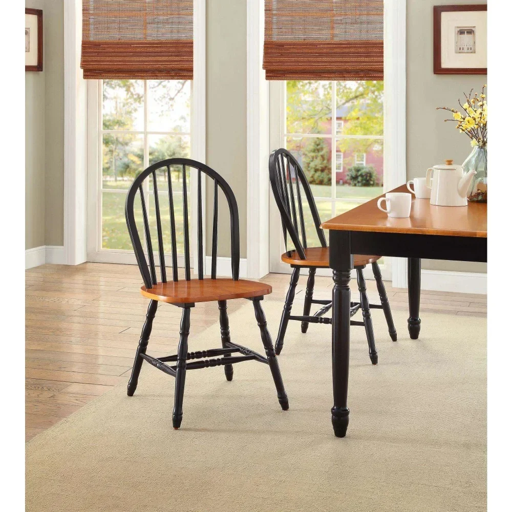 

Dining Chair Black and Oak Dinette Free Shipping Kitchen Chairs Dining Room Autumn Lane Windsor Solid Wood Chairs Set of 2