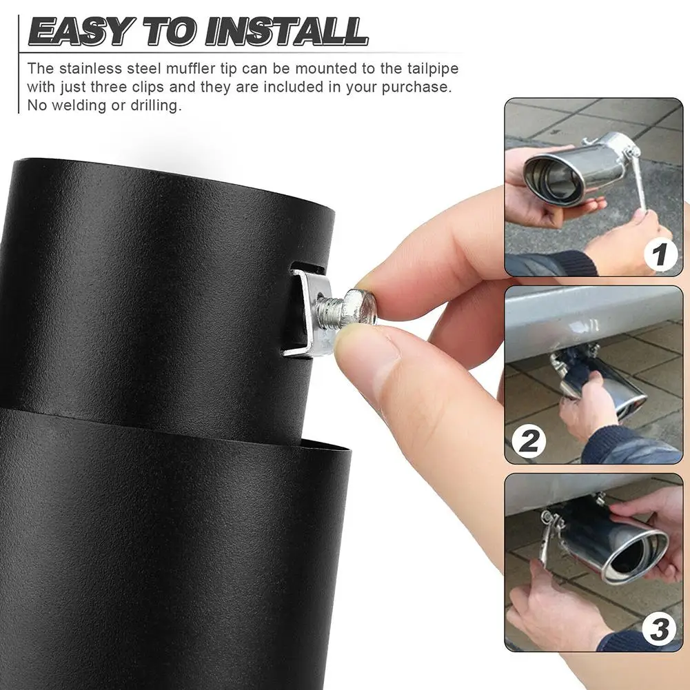 Exhaust Assembly 1 Pcs Car Exhaust Pipe Muffler Decorative Tip Rear Tail Throat Matte Straight Universal Stainless Steel Modified Parts