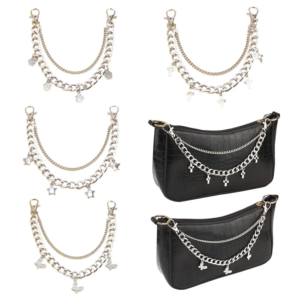 

1 шт. цепочка для сумок с подвеской на пряжке, декоративная ручка для сумок, цепочка для одежды, брюк, цепочка для самостоятельного изготовления, двухслойные Сумки на пояс, сумки для женщин
