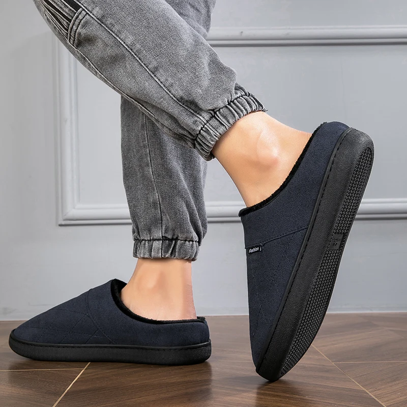 Winter Cotton Slippers Men's Soft Short Plush Men's Casual Indoor Men Shoes Comfortable Keep Warm Men Shoes Women
