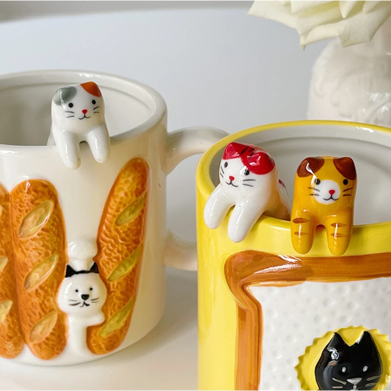 

Ceramic Cartoon Cute Cat Spoon Animal Hanging Ear Mixing Spoon Ice Cream Coffee Dessert Spoon Flatware Kitchen Tool Hot Sale