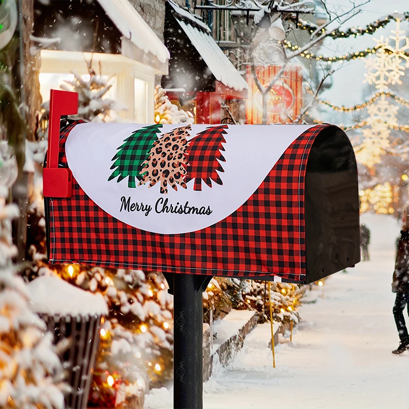 Merry Christmas Happy New Year Letter Mailbox Cover Magnetic Wrap Standard Size Letter Post Box Cover Home Garden Decoration