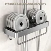 Aluminum Shower Shelf with Towel Rack Bathroom Shelf Without Drilling Soap Shampoo Holder Shower Tray Bathroom Organizer 4