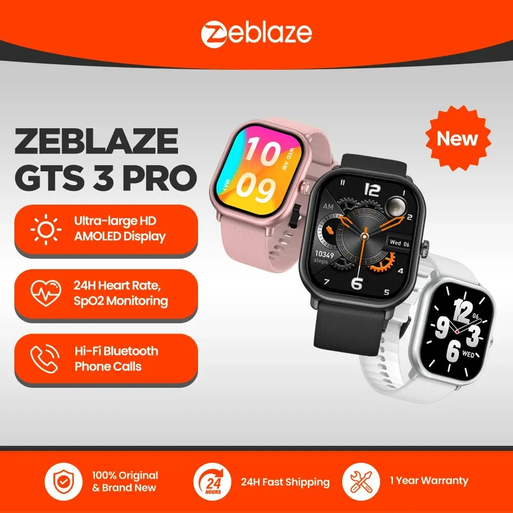  New Zeblaze GTS 3 Pro Voice Calling Smart Watch Ultra-big HD AMOLED Screen Health and Fitness Tracking Smartwatch for Men Women 