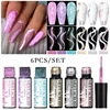 MEET ACROSS 6Pcs/Set Sparkly Reflective Line Gel Nail Polish Glitter Superflash Nail Art Liner Gel DIY Painting Drawing Gel Kit 3