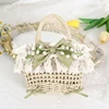 INS Style Coutryside Wheat Straw Handbags For Girls Women Small Handmade Woven Beach Bags With Lace Flower Bags 1