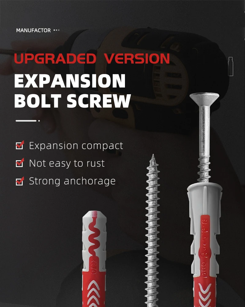 Description Picture 2 of itemNew Hot Expansion Tube Bolt Anchor Stainless Steel Self Tapping Screw Pipe Column Expansion Tube Screw Anchor Wall Plugs Plastic