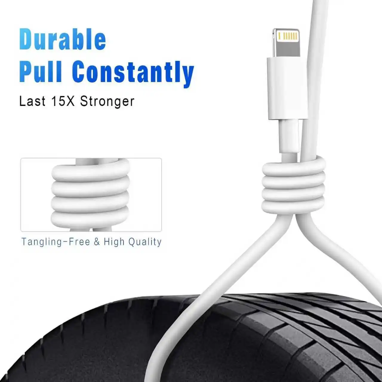 5 Pack USB to Lightning Charging Cables - Super Fast Charge, Data Transfer, Multiple Length Options