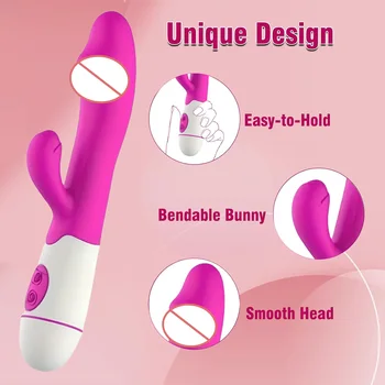 Powerful Rabbit G Spot Vibrator Female Dildo Clitoris Stimulator Penetration Vagina Massage Masturbator Adult Sex Toys for Women 3