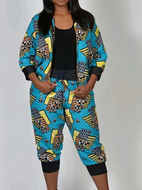 Tosin Print Zip-up Jacket and Joggers - Image 2