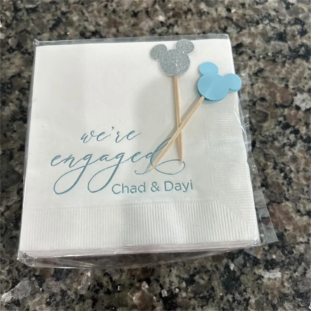 

50pcs Personalized Napkins Beverage Luncheon Dinner Size Available Wedding Napkins Custom Monogram Engagement Party We're Engage