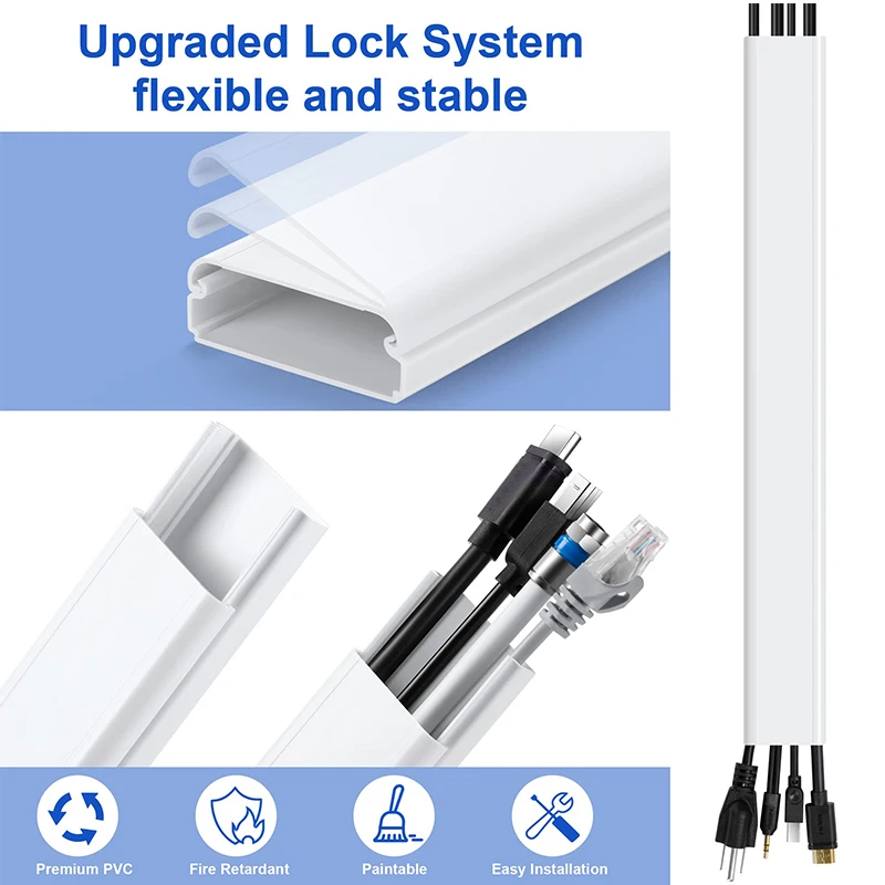 2pcs Cable Covers for Wall Mount TV -34in Wall Cable Management Raceway, Large TV Cord Hider-Paintable Cord Cover for