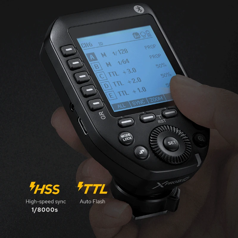 Godox Xpro II TTL 무선 플래시 트리거 1/8000s HSS TTL-수동 전환 기능 대형 스크린 캐논 니콘 올림푸스 펜타용