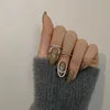 Fashion Gothic Metal Line Thin Nail Rings for Women Girl Daily Fingertip Protective Cover Fashion Jewelry Double Ring Adjustable 1