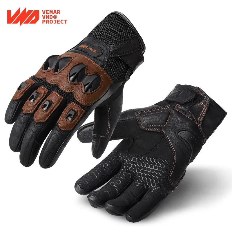 

Motorbike rider leather vintage riding gloves spring and summer breathable models road rally anti-fall non-slip