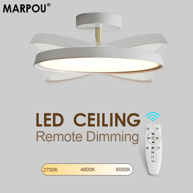 

MARPOU Led Ceiling Chandelier Rotate Lamps 220V Warm Cold Neutral Light with Remote Control lights for Living Room Home Decorati