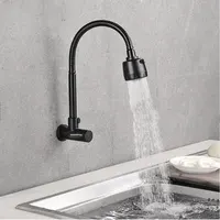 Baokemo Kitchen Faucet 304 Stainless Steel Sink Flexible Hose Cold Water Two Modes Tap Sink Wall Mounted Faucet G1/2Inch Thread 1