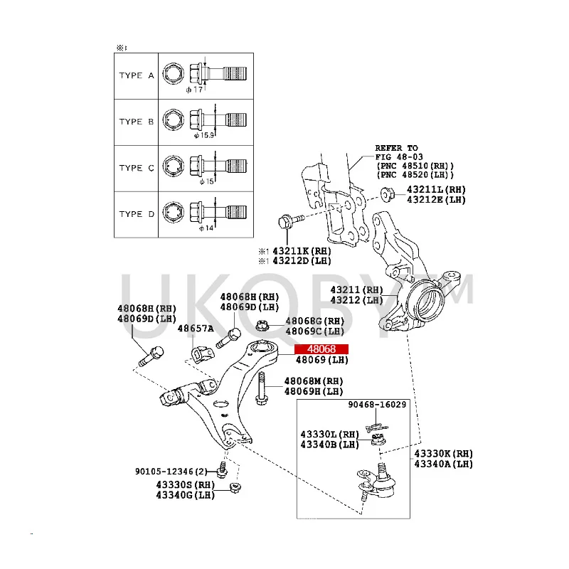 4806948040 4806948070 To yo ta Corolla Right front suspension mount assembly