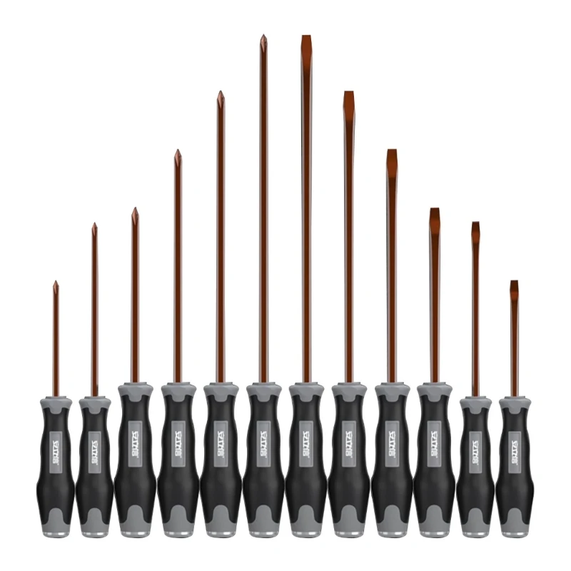 

12Piece Through Steel Core Screwdriver Set,Go-thru Steel Blade High Torque for Fastening,Chiseling or Loosening Seized