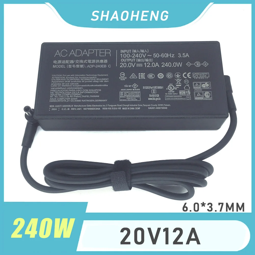  20V 12A AC 어댑터 (아수스 TUF 게이밍 A15 A17 F15 F16 F17 AD240-00E ADP-240EB B 게이밍 노트북용) 240W 전원 충전기