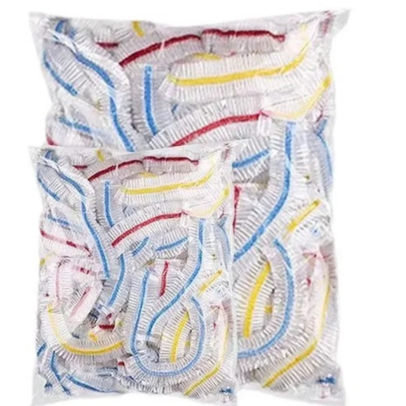 100 шт. Еластичні харчові кришки, одноразові пластикові кришки для мисок для зберігання фруктів і овочів, герметичні обгортки для свіжості