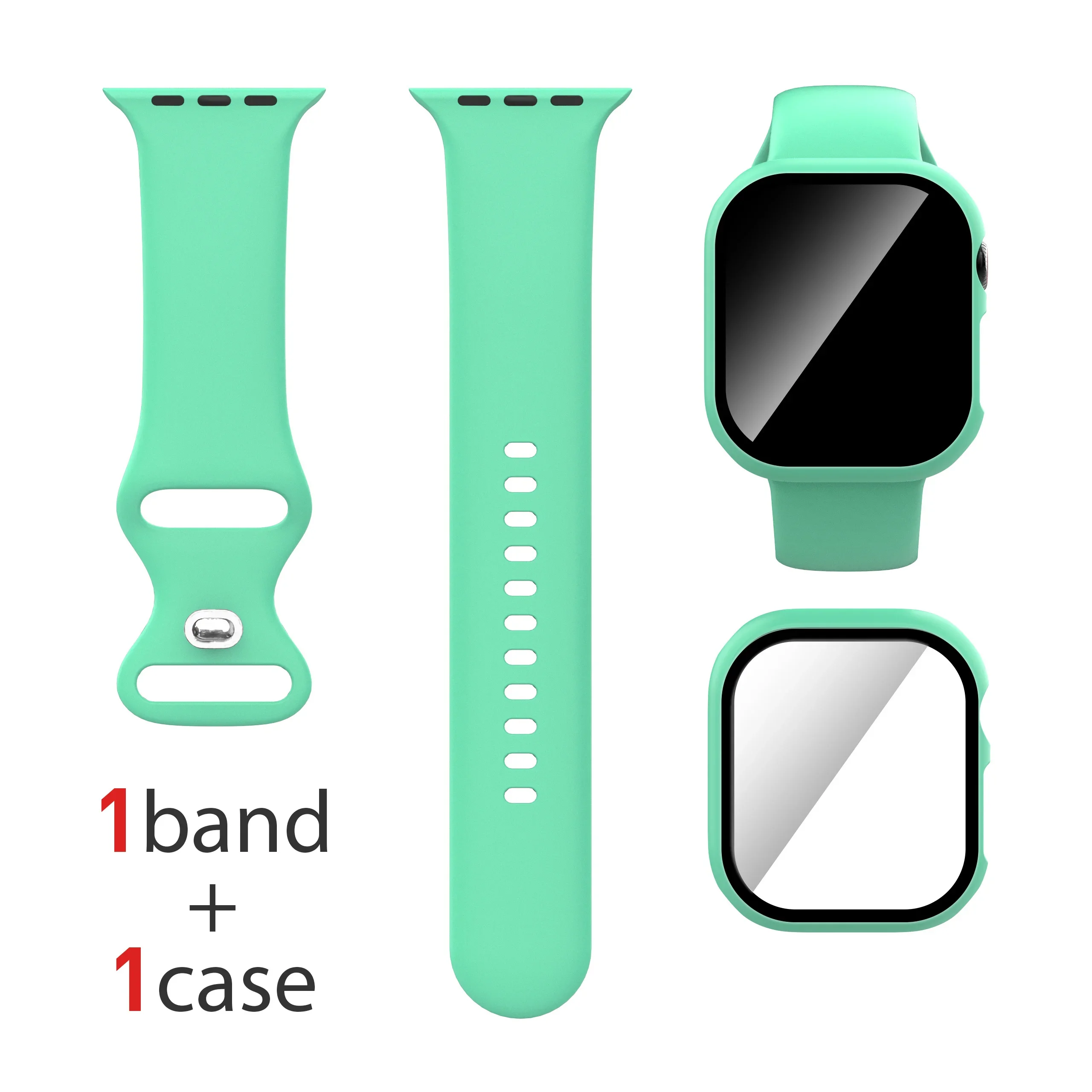 Dual Silicone Strap & Case Set for Apple Watch - Full Coverage Protection in 16 Colors