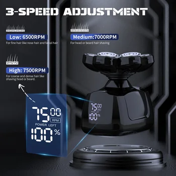 SEJOY Electric Shaver for Men 7D Magnetic Floating Wet/Dry Head Razor Hair Trimmer USB Rechargeable LED Display Beard Trimmers 4