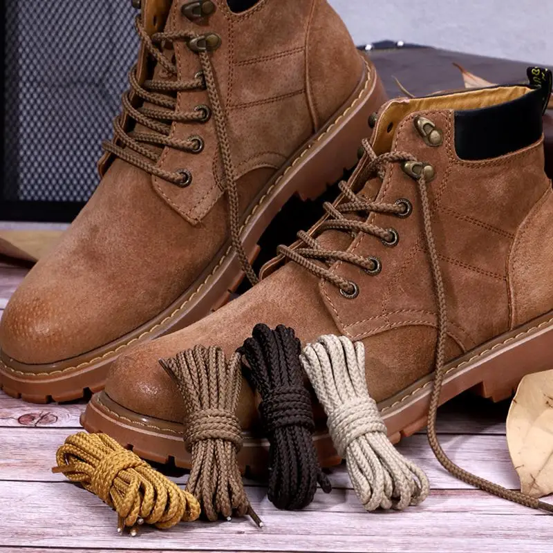 Solid round Shoelaces Rhubarb Tooling for Shoe Boots-Leather Shoe Laces in 14 Colors 80/100/120/160 Cm Length